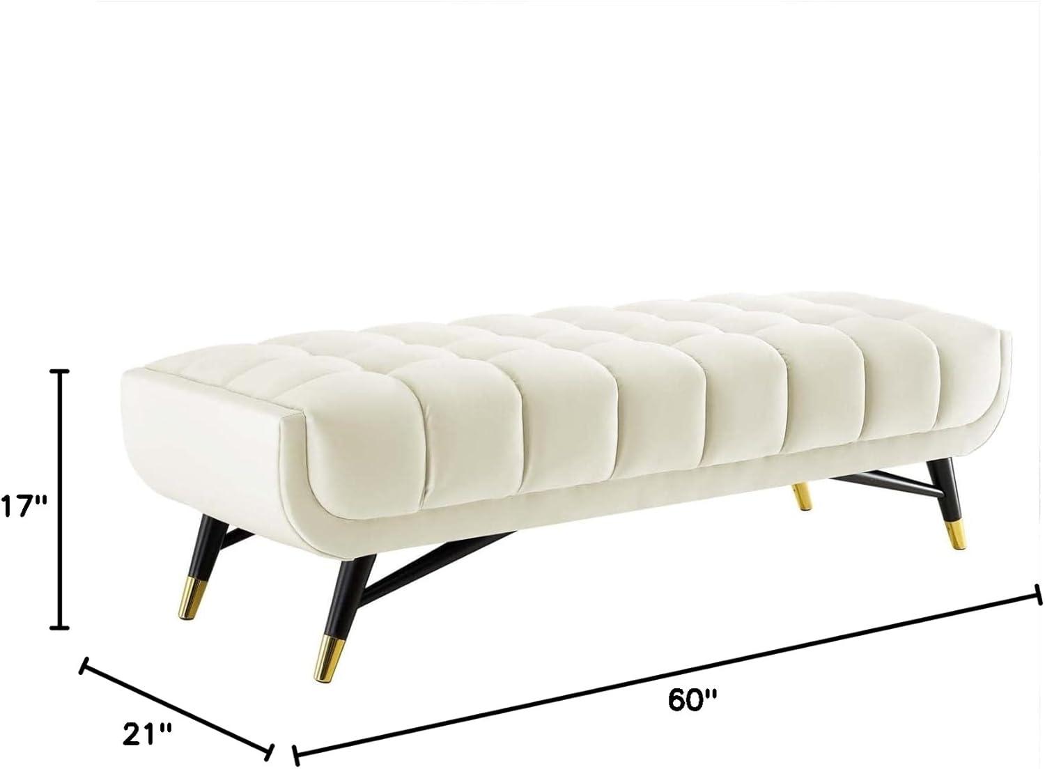 Modway EEI-4241 Adept 60" Performance Velvet Bench in Ivory, 60 Inches