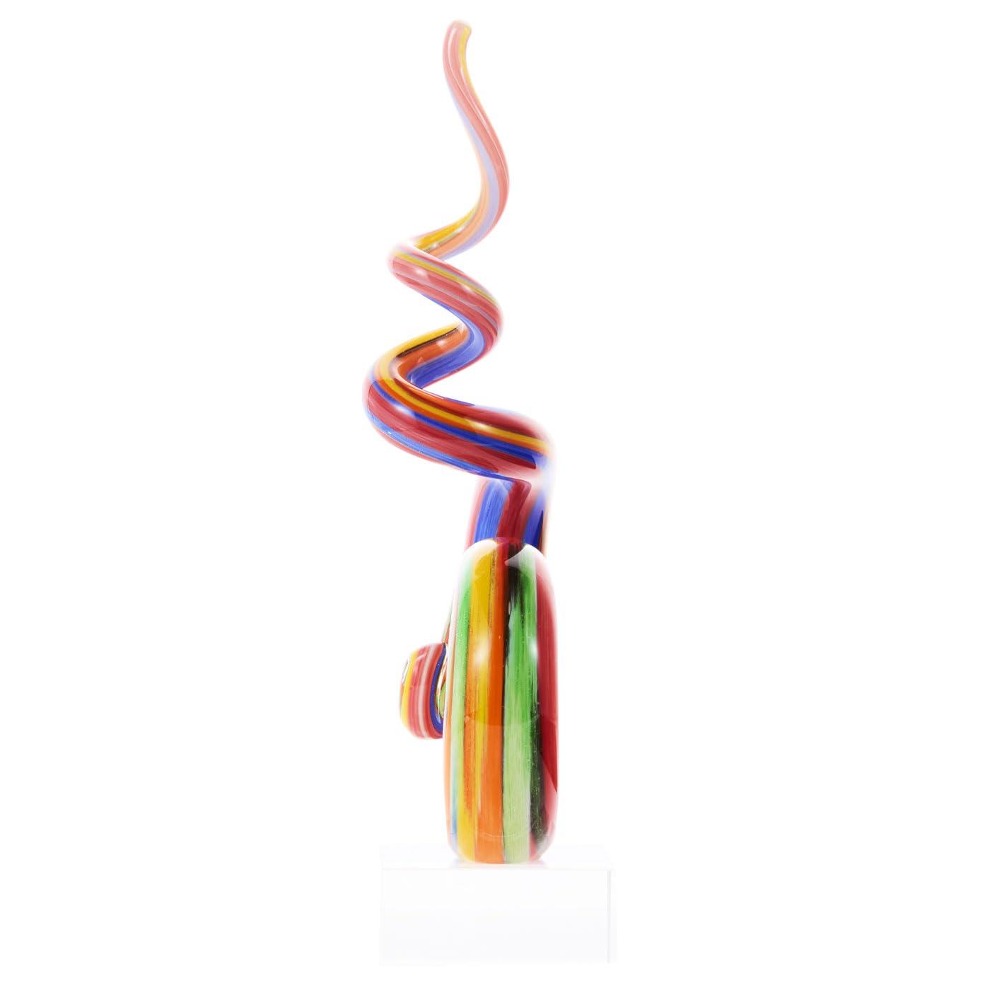 Luxury Lane Hand Blown Abstract Rainbow Swirl Sommerso Art Glass Sculpture Multicolored 9.5"H
