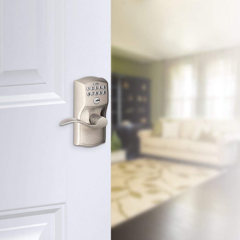 Satin Nickel Electronic Keypad Entry Lock with Lever