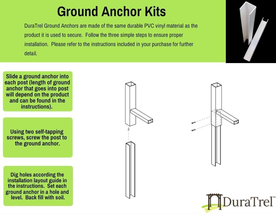 Dura-Trel Bakersfield 28 by 72 by 82 Inch Heavy Duty Weather Stabilized PVC Vinyl Outdoor Garden Arbor with Ground Anchors, White