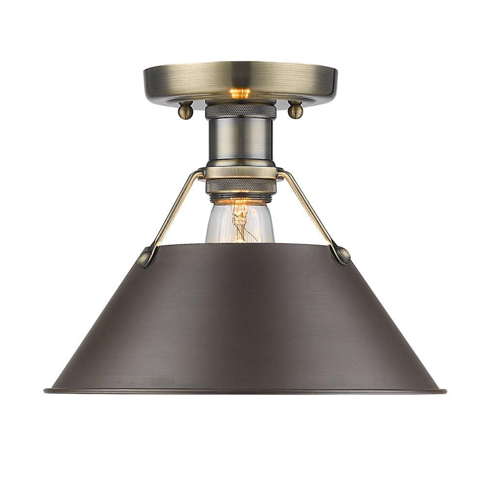 Golden Lighting Orwell 1-Light Flush Mount in Brushed Champagne Bronze with Clear Glass