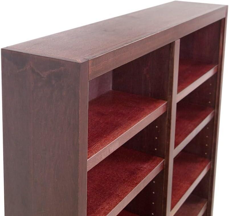 12 Shelf Double Wide Wood Bookcase, 84 inch Tall - Cherry Finish