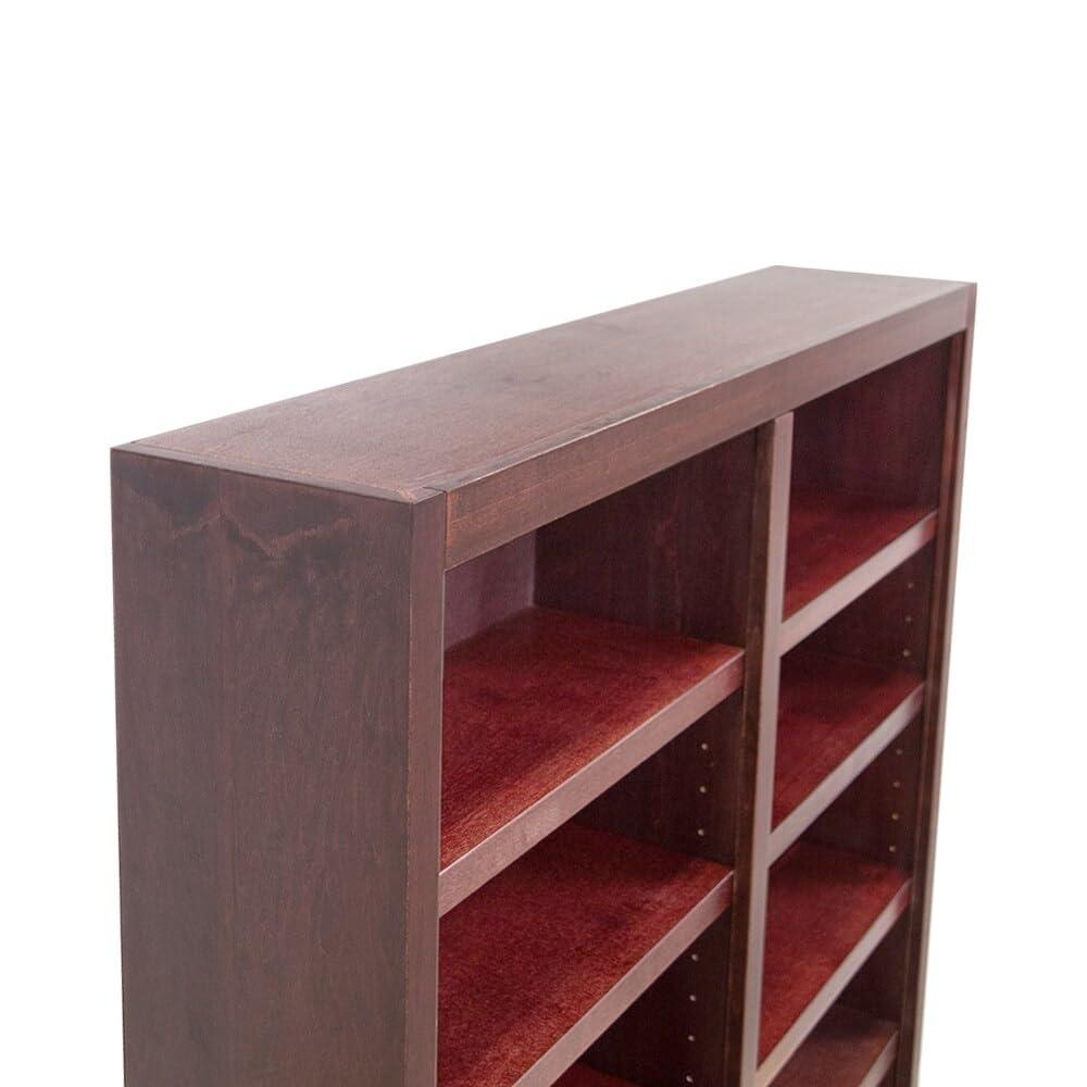 12 Shelf Double Wide Wood Bookcase, 84 inch Tall - Cherry Finish