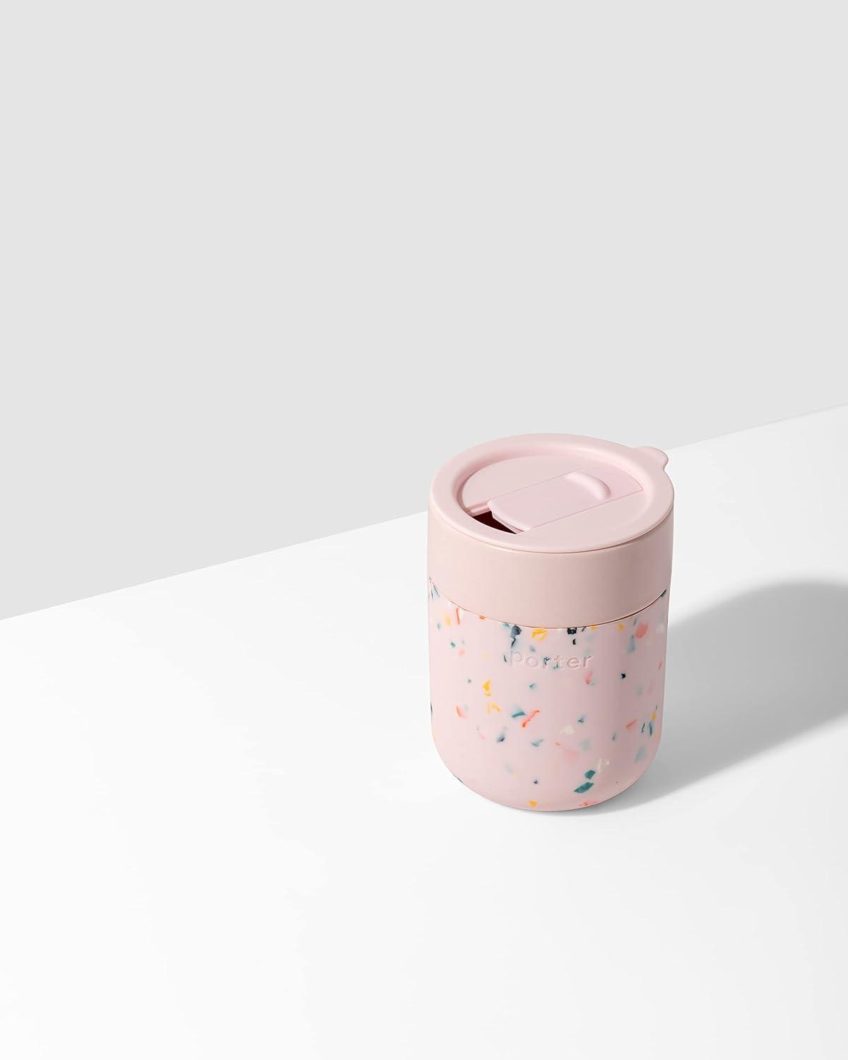 Terrazzo Blush Ceramic Mug with Silicone Sleeve, 12 oz