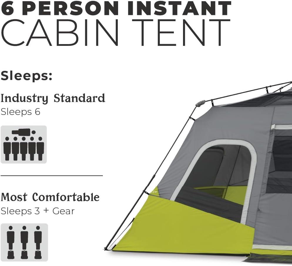 CORE Equipment 6 Person Instant Cabin Tent w/ Full Fly
