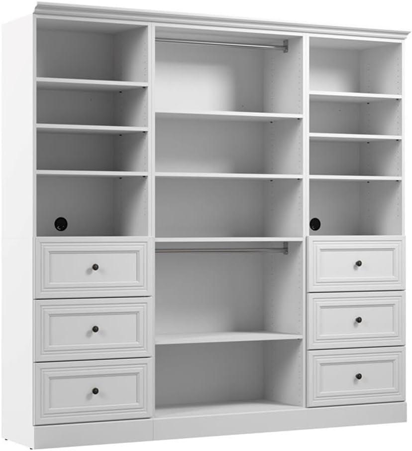 Bestar Versatile 86" Engineered Wood Closet Organizer w/ Drawers in White