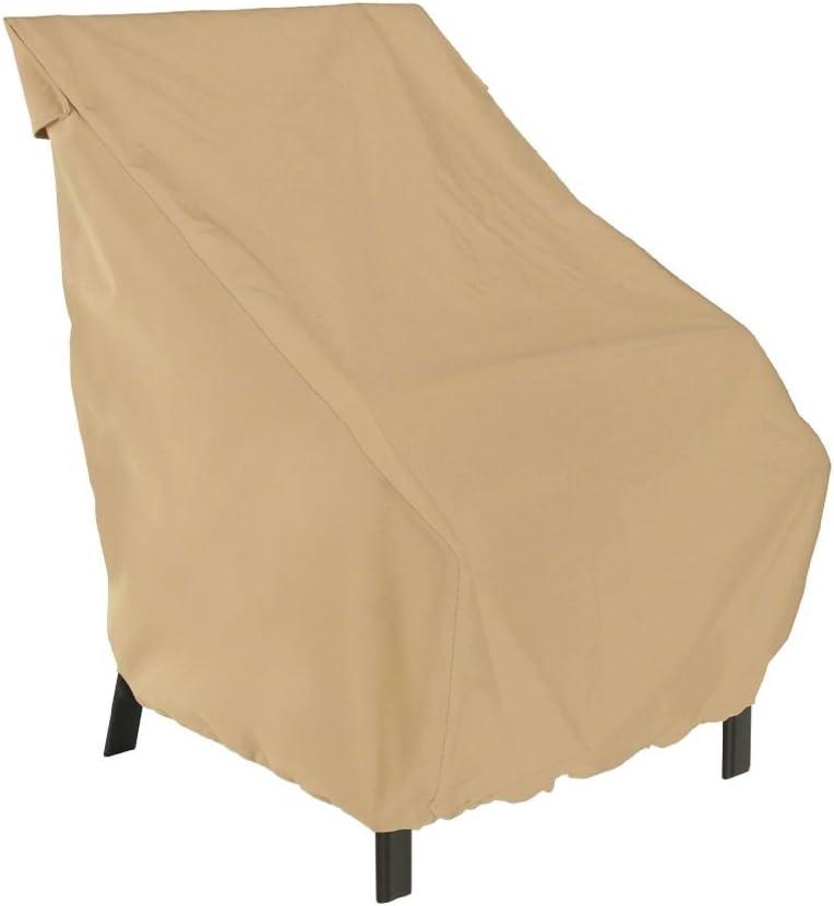 Tan High Back Patio Chair Cover with Rain-Tite Fabric