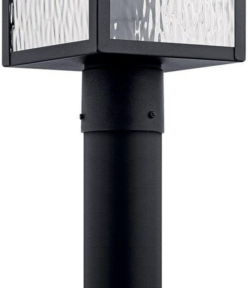 Textured Black Outdoor Post Light with Clear Water Glass Shade