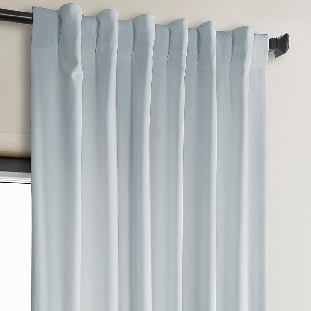 Half Price Drapes Aquarius Blue Heritage Plush Velvet Room Darkening Curtains (1 Panel), 50W X 108L