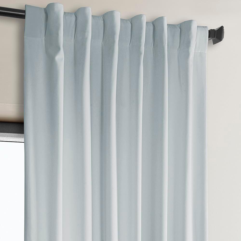 Half Price Drapes Aquarius Blue Heritage Plush Velvet Room Darkening Curtains (1 Panel), 50W X 108L