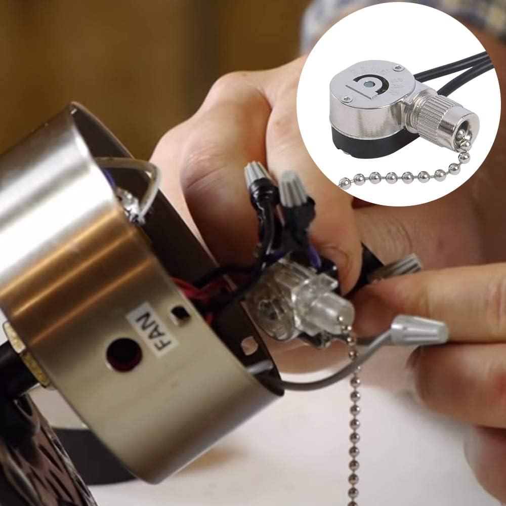 Ceiling Fan Light Switch ZE-109m Metal Pull Chain Switch,Two Wire Fan Switch For Ceiling Fan Light Fixture Replacement Parts-Nickel