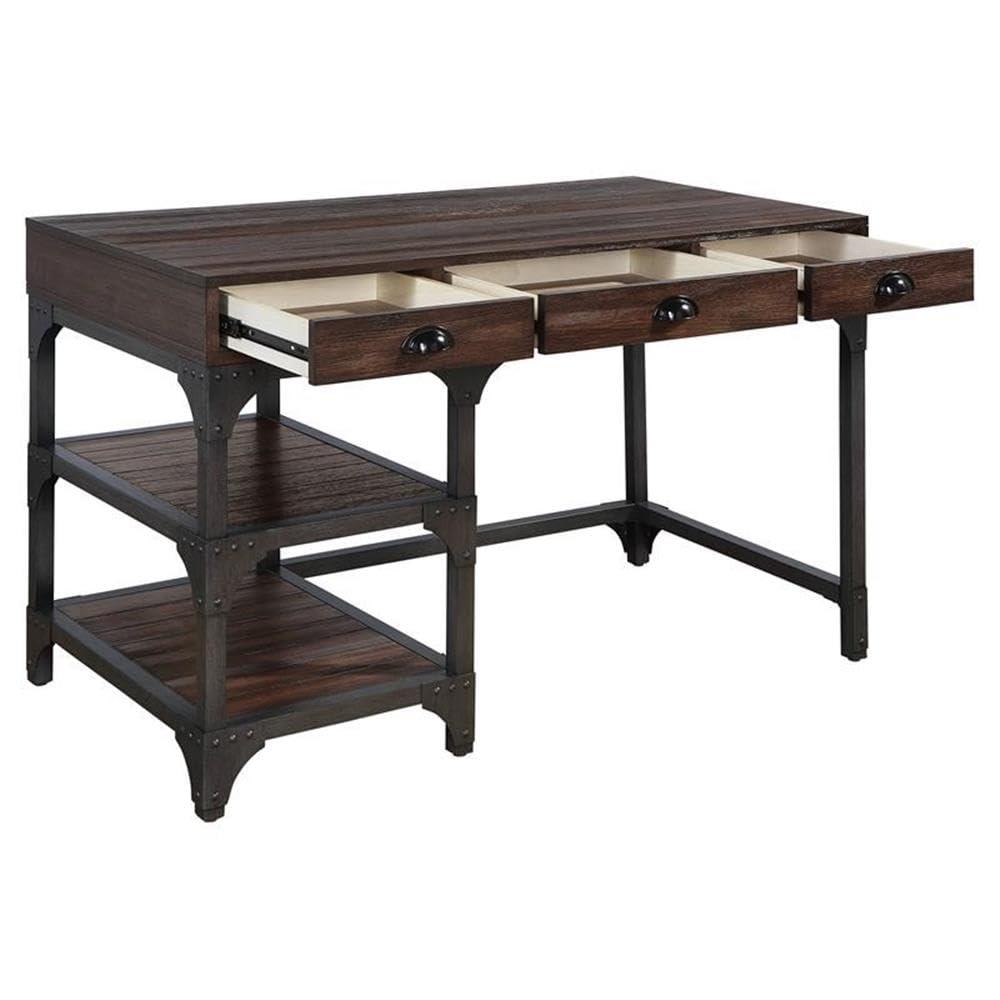 ACME Gorden Writing Desk in Espresso Oak and Antique Black