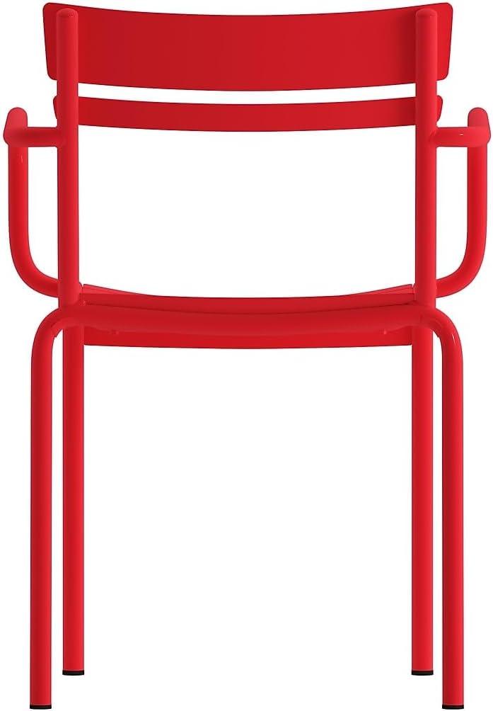 Flash Furniture Nash Commercial Grade Steel Indoor-Outdoor Stackable Chair with 2 Slats and Arms, Set of 2