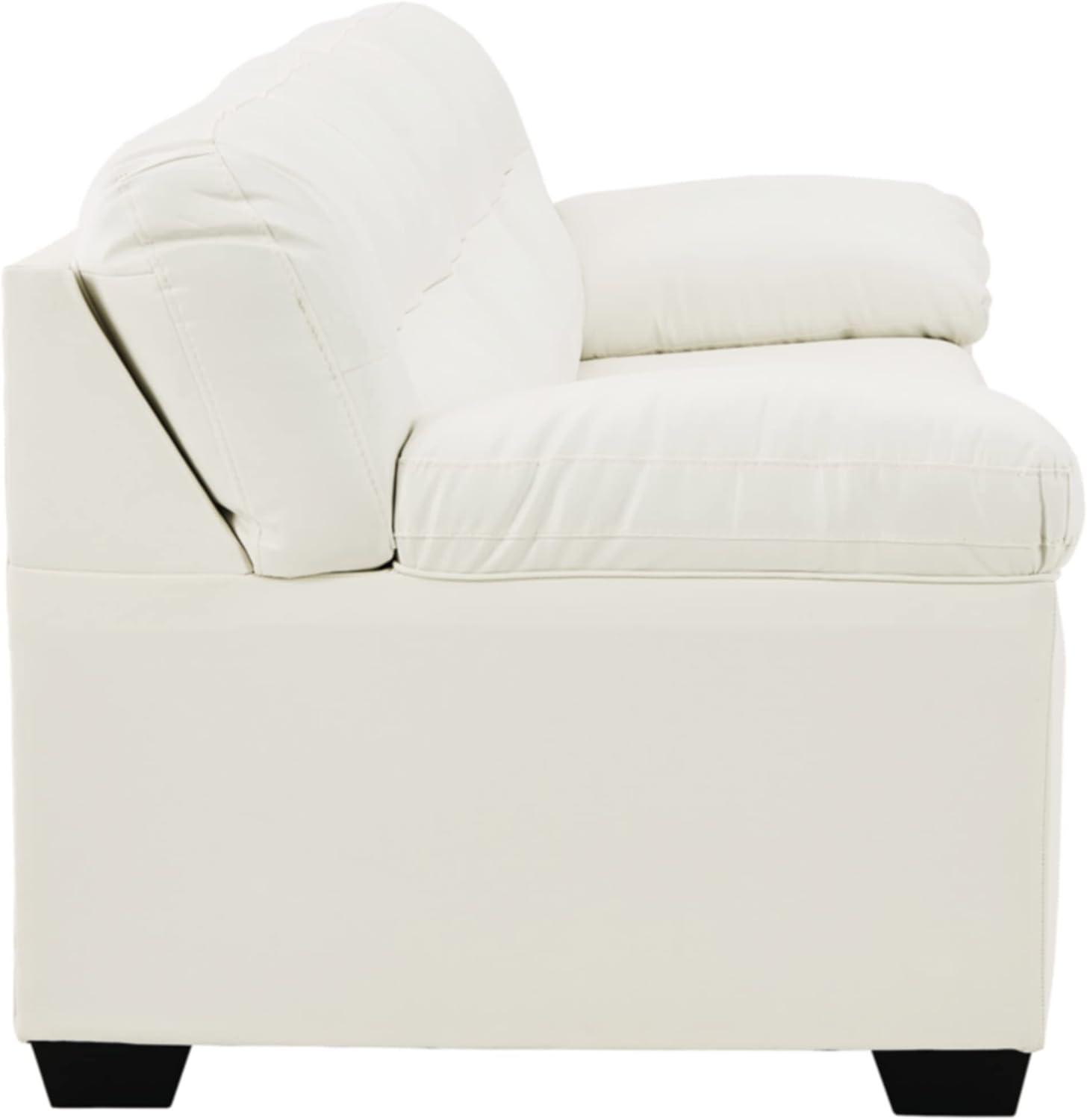 Contemporary White Faux Leather Tufted Queen Sleeper Sofa