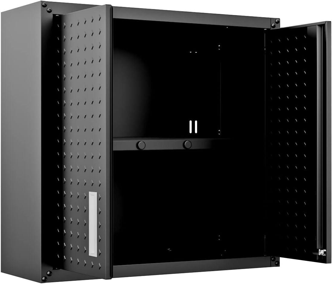 Manhattan Comfort Floating Metal Garage Cabinet Charcoal, Gray