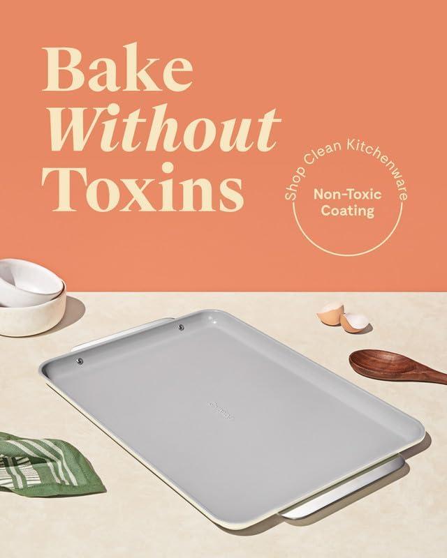 Caraway Non-Stick Ceramic Large Baking Sheet Navy: Aluminized Steel, Rectangle, Hand Wash, Cookie Sheet, 1 Year Warranty