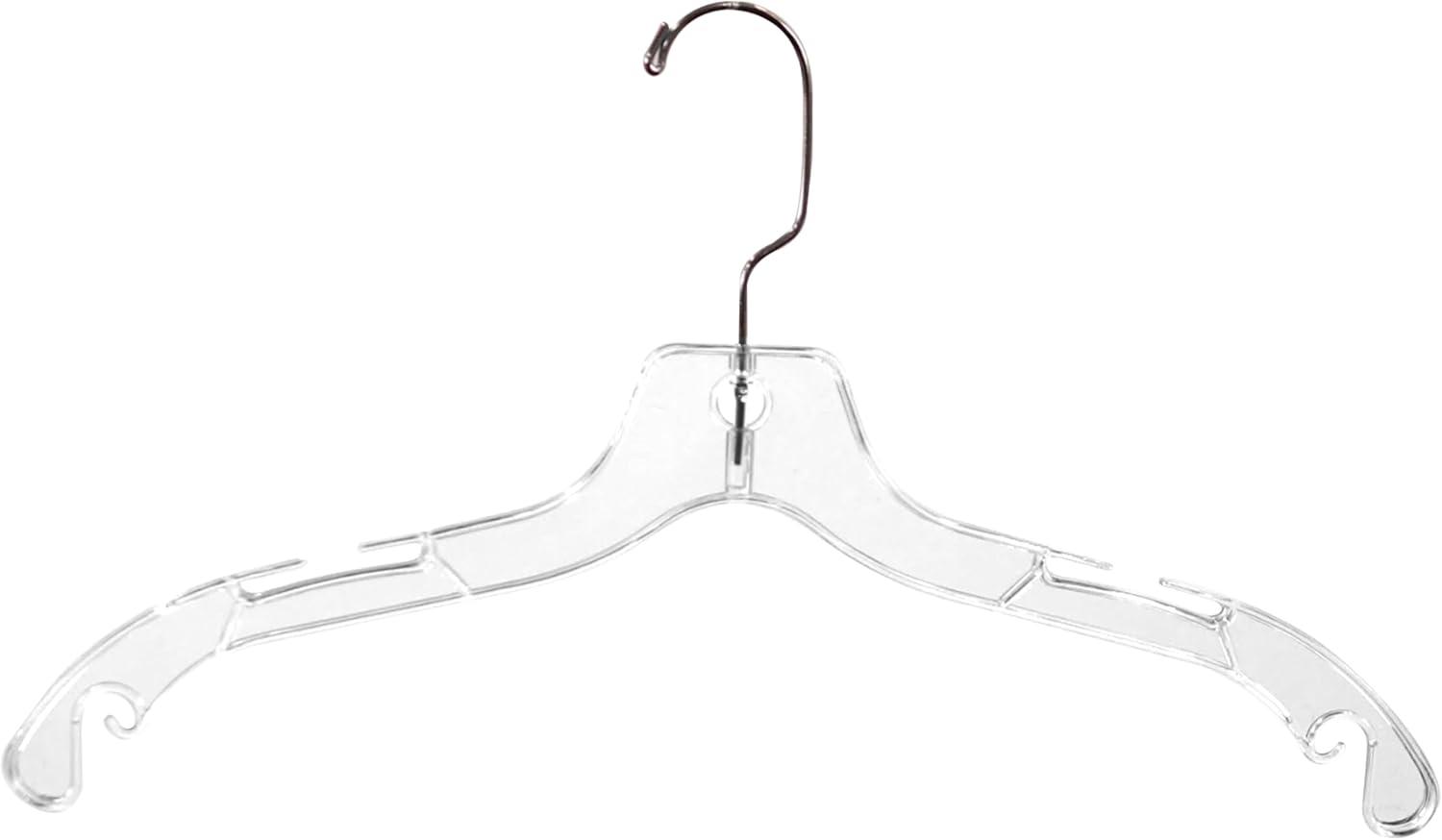 Clear Plastic Lightweight Dress Hangers with Chrome Hooks, 17" - Pack of 100