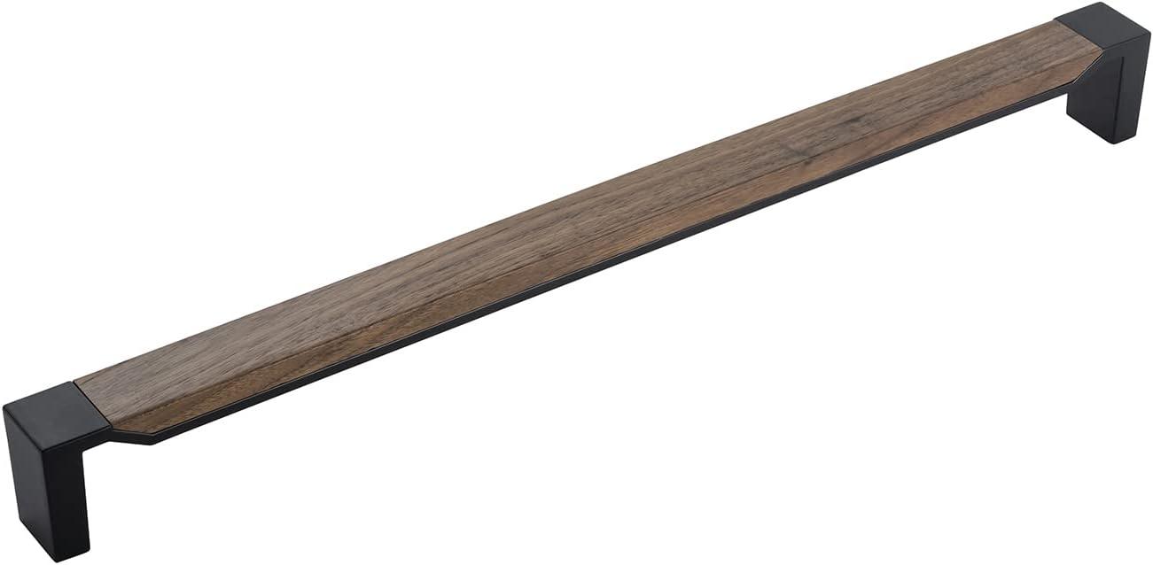 18 Inch Matte Black and Walnut Modern Bar Handle Pull