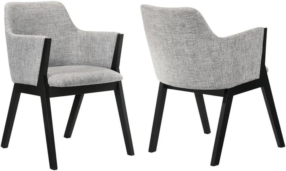 Armen Living Set of 2 Renzo Fabric Wood Dining Chairs Gray/Black: Polyester Upholstery, Foam Fill, Armrests