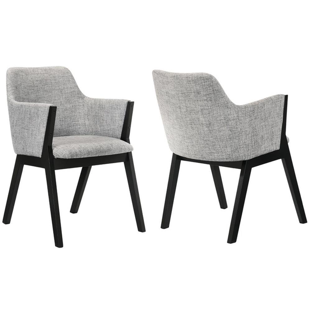 Armen Living Set of 2 Renzo Fabric Wood Dining Chairs Gray/Black: Polyester Upholstery, Foam Fill, Armrests