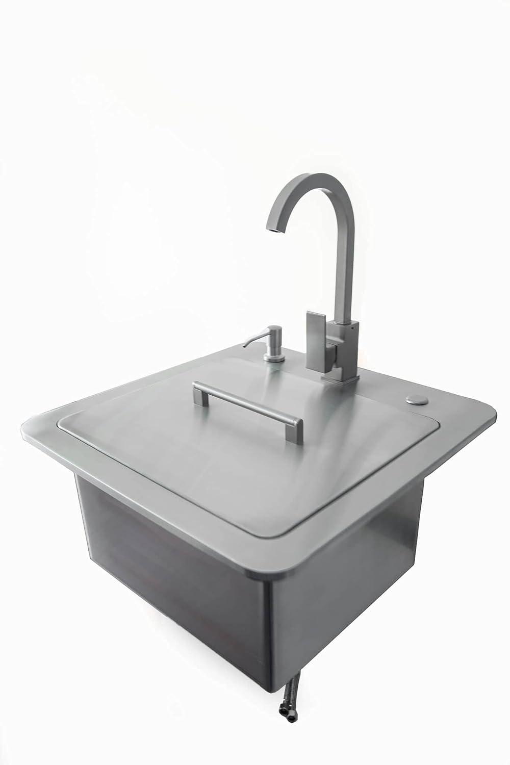 21" Stainless Steel Outdoor Kitchen Sink with Faucet and Soap Dispenser
