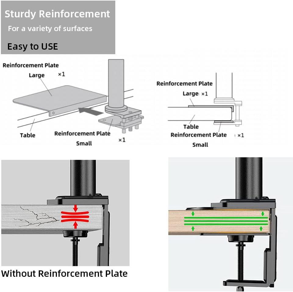 Black Steel Monitor Mount Reinforcement Plate for Desktops