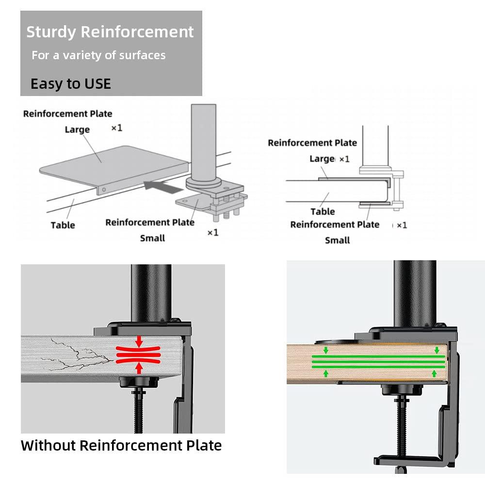 Steel Monitor Mount Reinforcement Plate for Thin, Glass and Other Fragile Tabletop, Steel Bracket Plate Fits Most Monitor Stand C Clamp Installation
