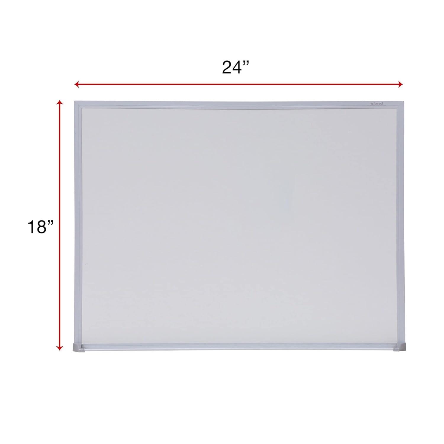 UNIVERSAL Dry-Erase Board Melamine 24 x 18 Satin-Finished Aluminum Frame 43622