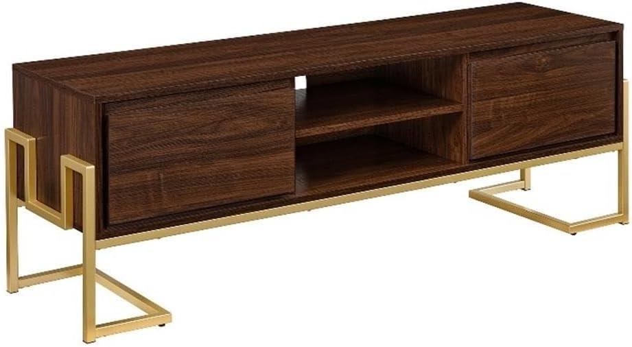 Pemberly Row 60" 2-Drawer Modern Wood Media Console - Dark Walnut