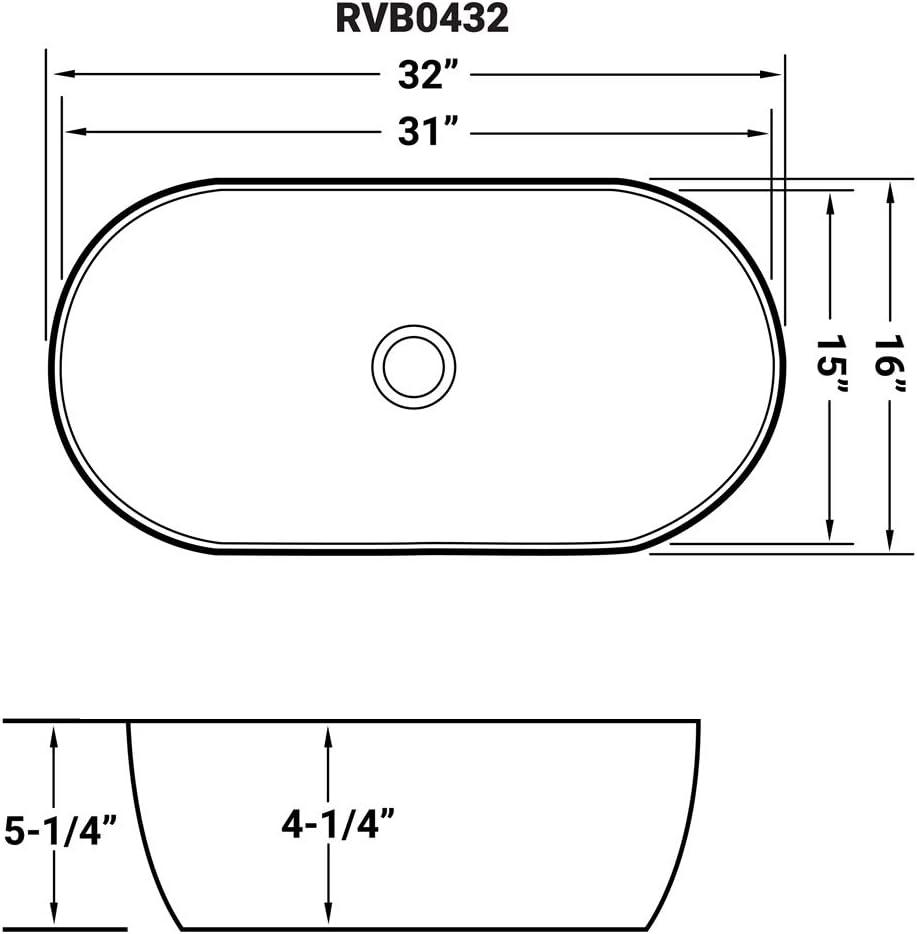 Ruvati RVB0432 Ruvati inch Bathroom Vessel Sink White Oval Above Counter Vanity Porcelain Ceramic