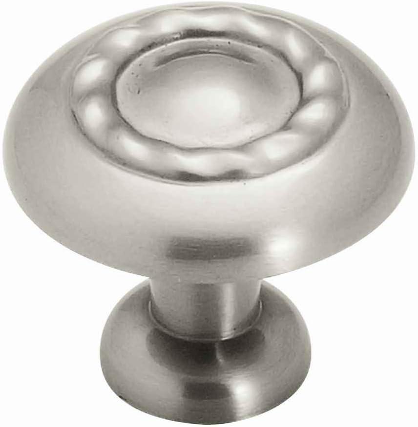 Satin Nickel Round Rope Cabinet Knob with Mounting Hardware