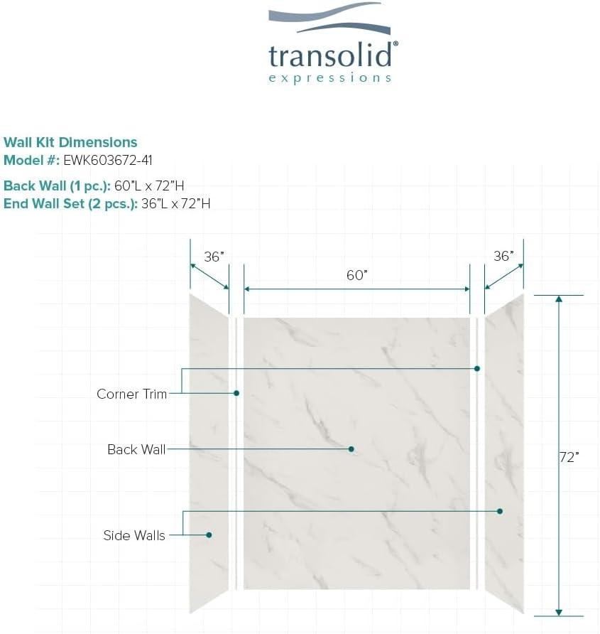 Transolid Expressions 60'' W 36'' D 72'' H Glue Up Solid Surface Wall
