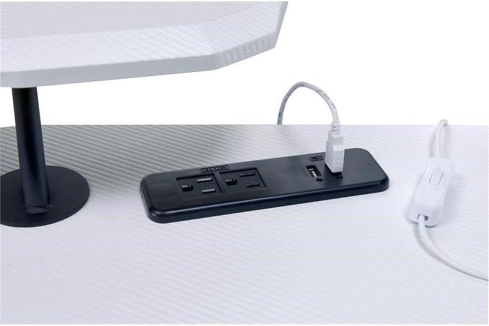 Vildre Gaming Desk with USB Port Black/White - Acme Furniture: Hutch, Power Outlets, Cupholder, Controller Stand
