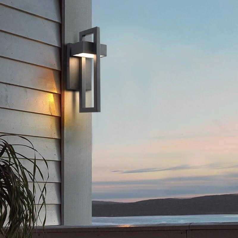 Black Matte Integrated LED Outdoor Wall Sconce Set