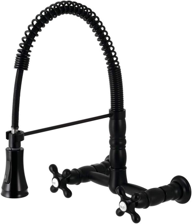 Matte Black Dual-Handle Pull-Down Sprayer Kitchen Faucet