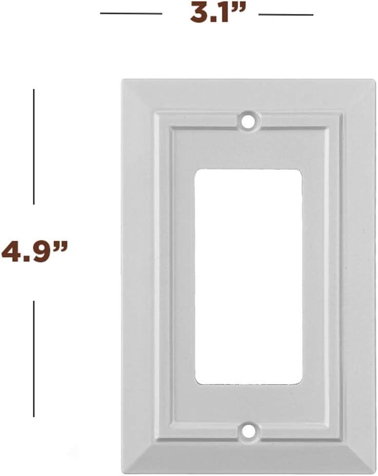 4 Pack Single Decorator Switch Cover Plate White Classic Decorative Decorator Switch Plates Cover 1 Gang Rocker Wall Plate Cover for Duplex Toggle