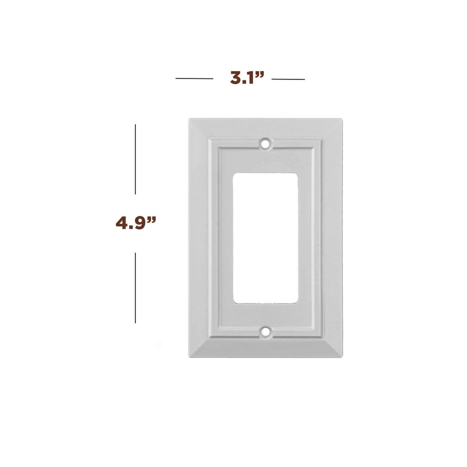 4 Pack Single Decorator Switch Cover Plate White Classic Decorative Decorator Switch Plates Cover 1 Gang Rocker Wall Plate Cover for Duplex Toggle