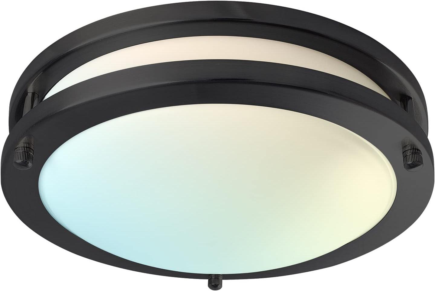 Matte Black 10" LED Flush Mount Ceiling Light, 5-Color Adjustable