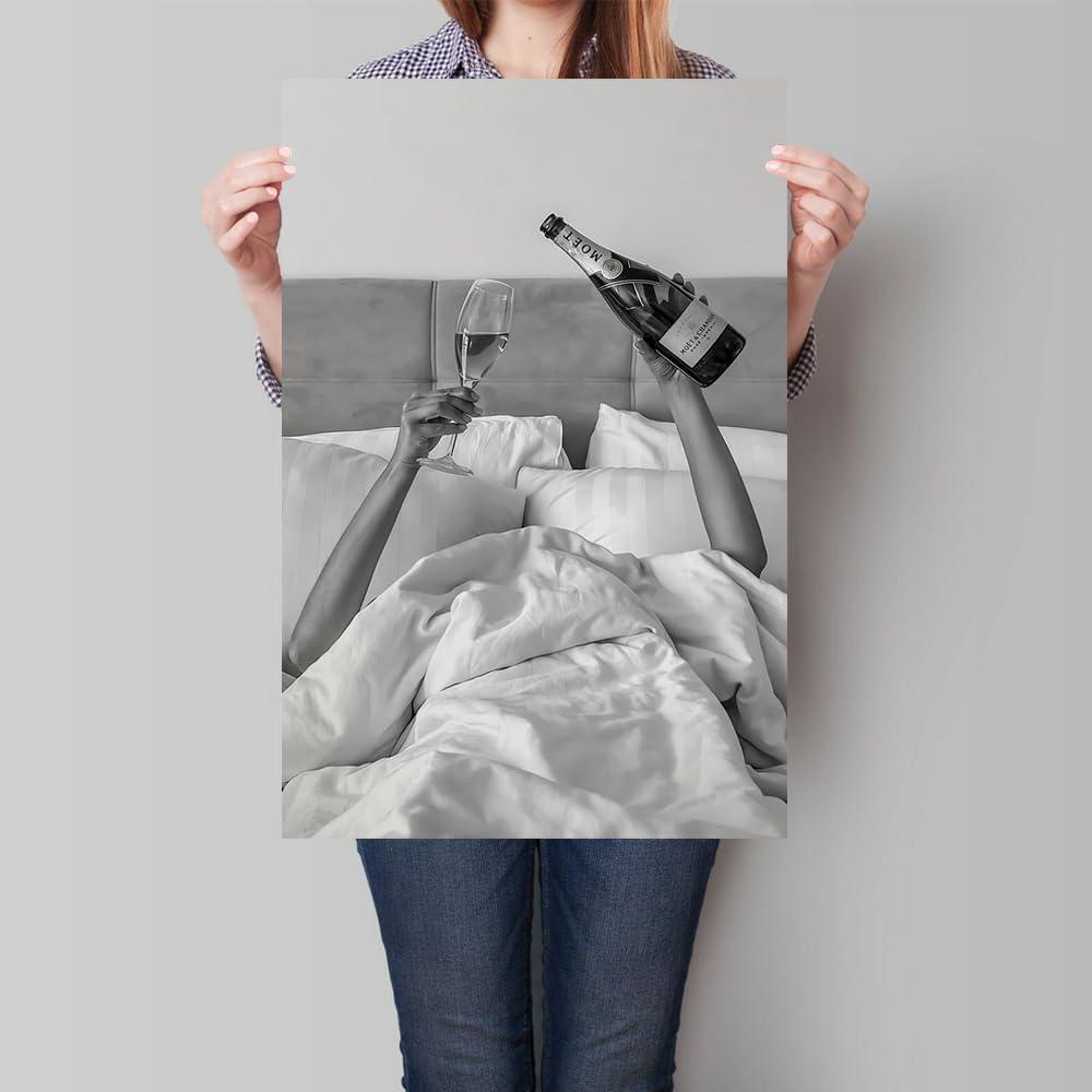 Black and White Feminist Wine Canvas Wall Art