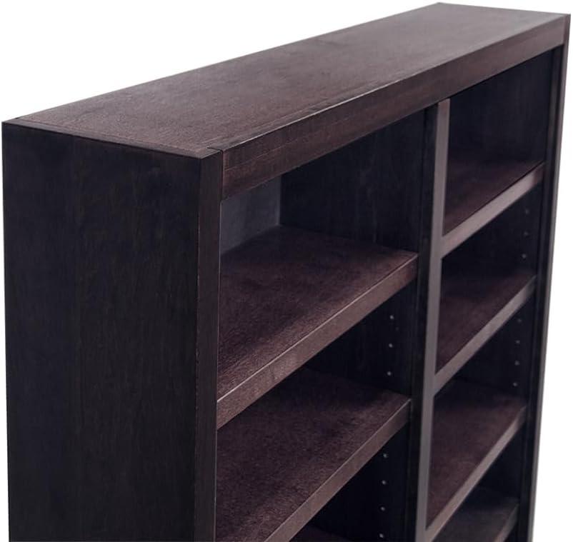 12 Shelf Double Wide Wood Bookcase, 84 inch Tall - Cherry Finish