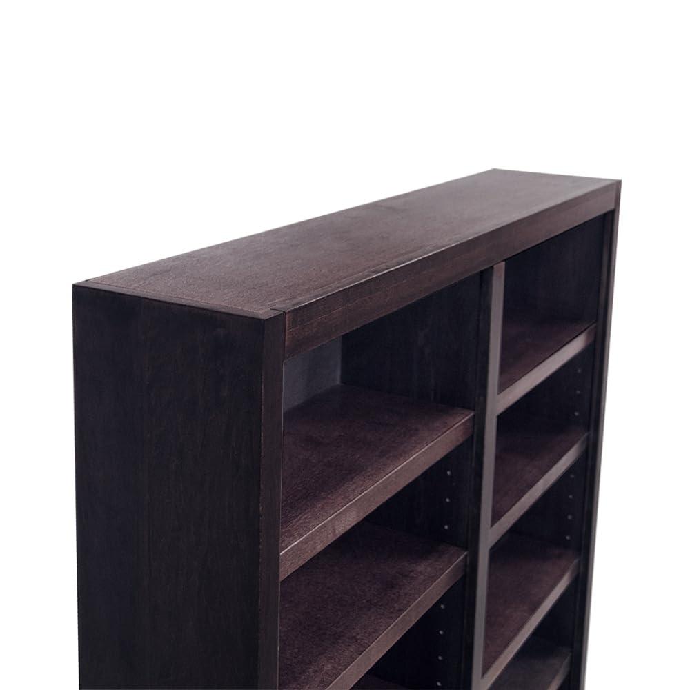 12 Shelf Double Wide Wood Bookcase, 84 inch Tall - Cherry Finish