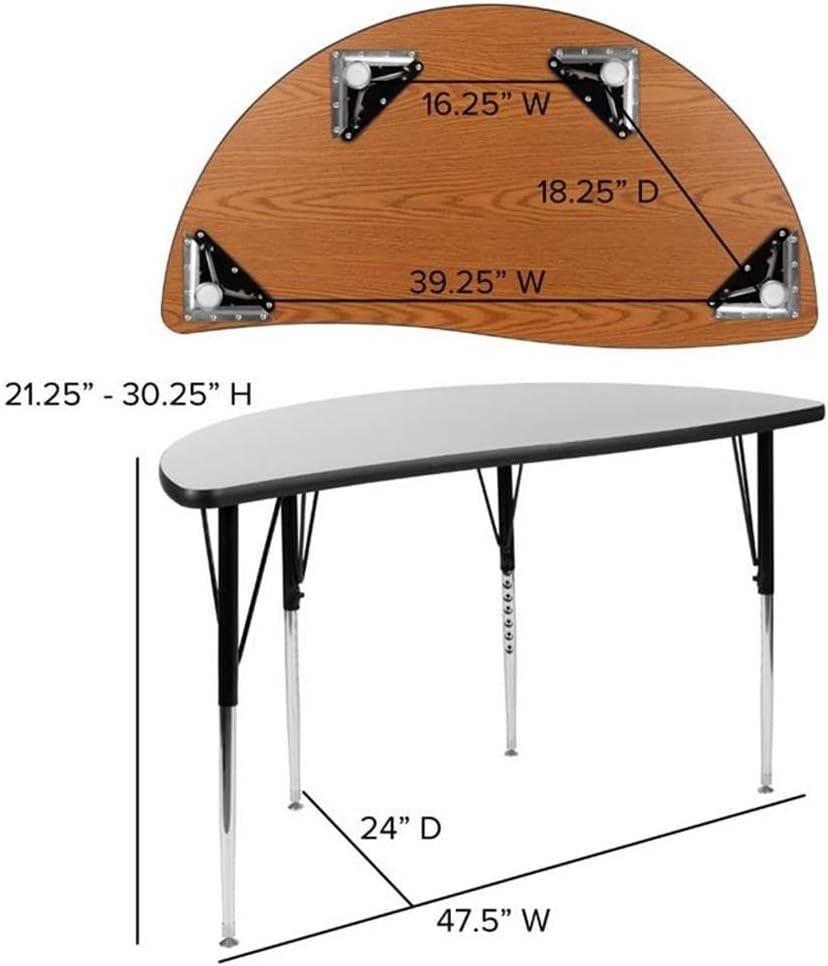 Flash Furniture Goddard Half Circle Wave Collaborative Adjustable Height Activity Table