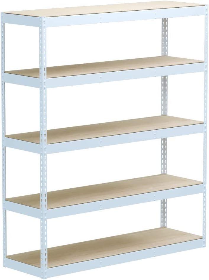 Modular White Steel Rivet Garage Shelving Unit 60" x 72"