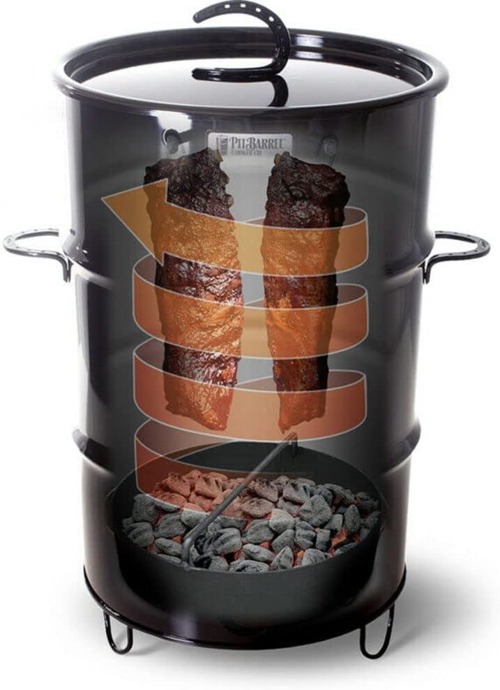 Pit Barrel Cooker Classic Package - 18.5 Inch Drum Smoker | Porcelain Coated Steel BBQ Grill | Includes 8 Hooks, 2 Hanging Rods, Grill Grate and More