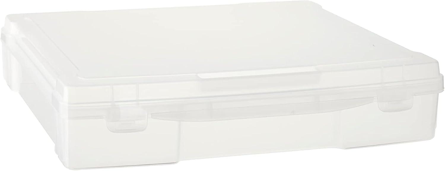 Caja de Almacenamiento de Plástico para Álbumes de Recortes de 12" x 12" de Simply Tidy - Caja Portátil para Documentos - Papeles - Costura - Manualidades - Transparente - Paquete de 12 a Granel