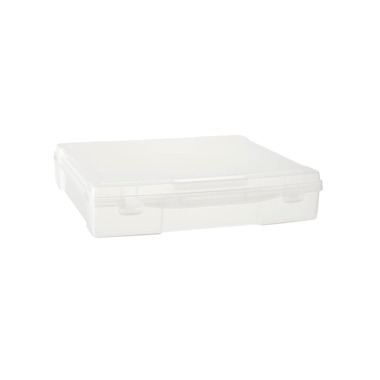 Caja de Almacenamiento de Plástico para Álbumes de Recortes de 12" x 12" de Simply Tidy - Caja Portátil para Documentos - Papeles - Costura - Manualidades - Transparente - Paquete de 12 a Granel