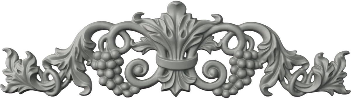 Ekena Millwork 19 1/4"W x 5 3/8"H x 7/8"P Small Grape and Leaf Center with Scrolls Onlay