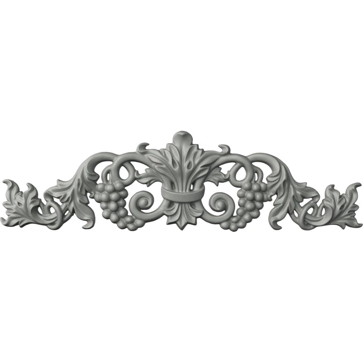 Ekena Millwork 19 1/4"W x 5 3/8"H x 7/8"P Small Grape and Leaf Center with Scrolls Onlay