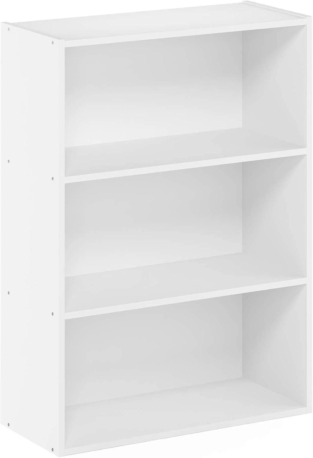 Furinno Pasir Contemporary Engineered Wood 3-Tier Open Shelf in Plain White