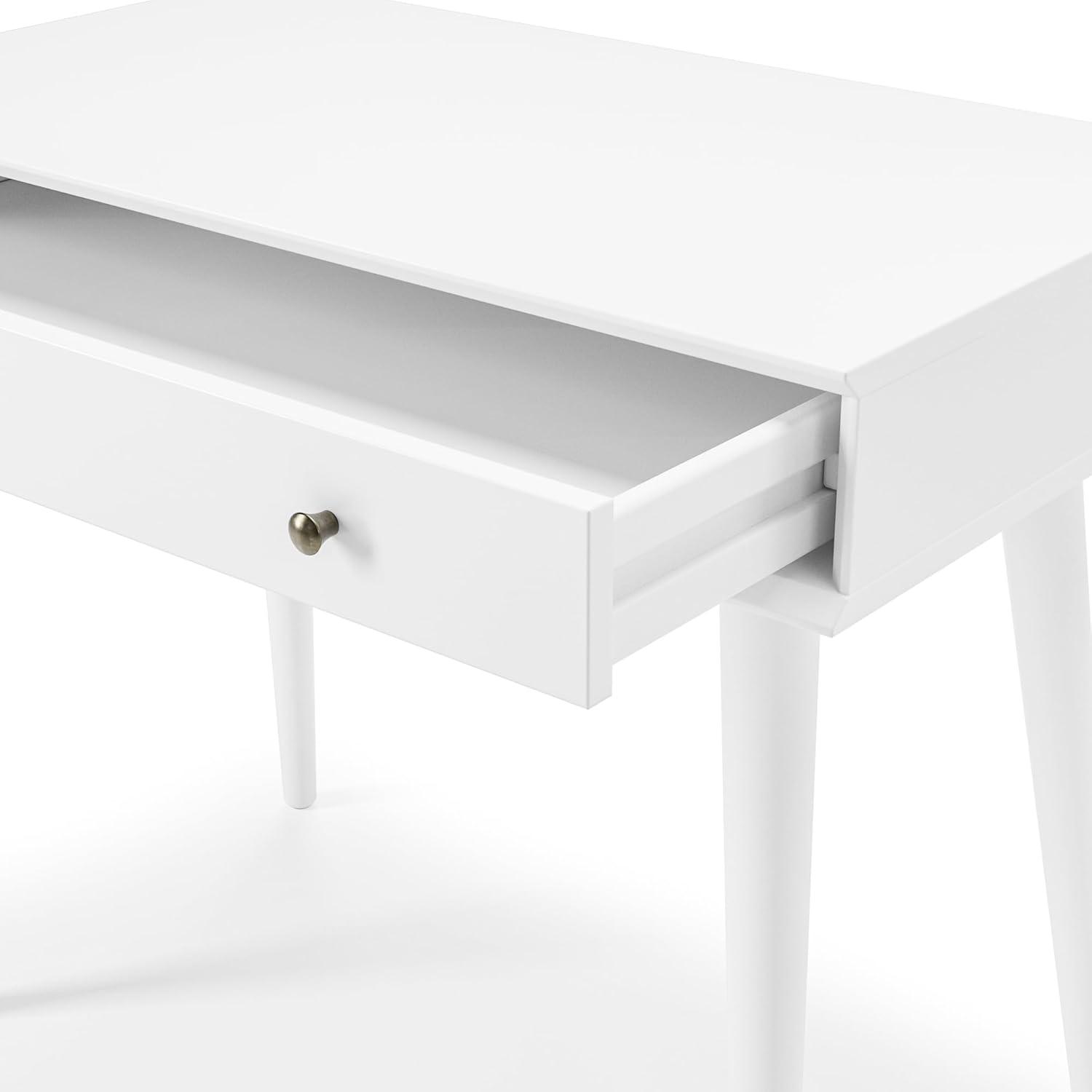 Camaflexi Mid Century Modern Desk Solid Wood Writing Table for Small Spaces, White